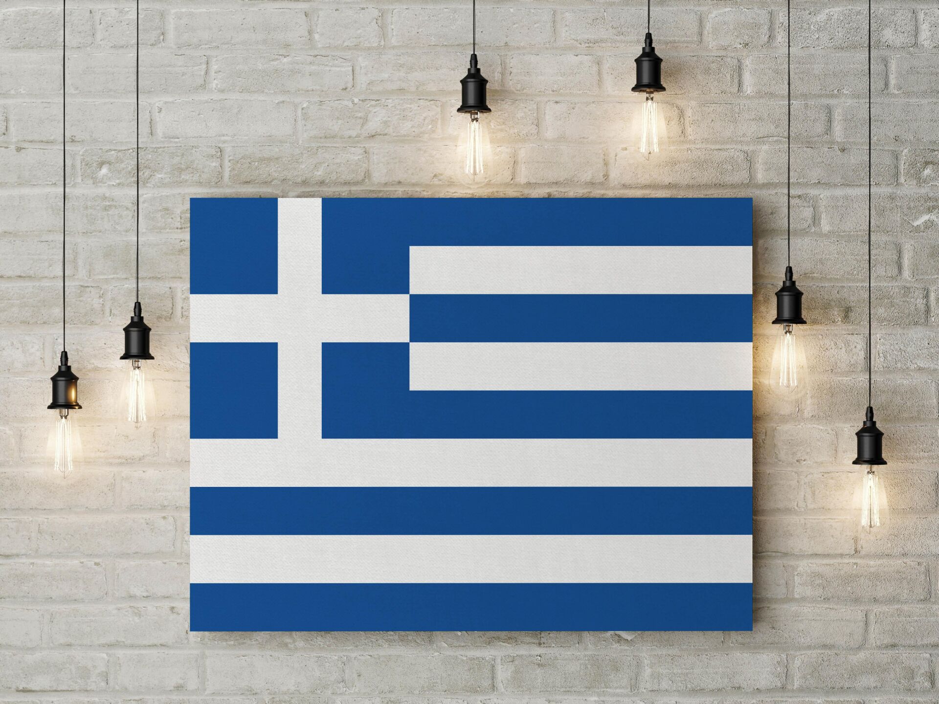 Yunanistan Bayrağı Kanvas Tablo 40x55cm Dekoratif Tablo
