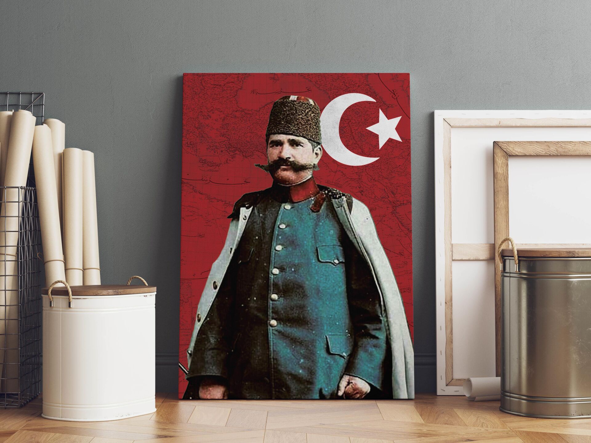 Resneli Niyazi Kanvas Tablo 40x55cm Resneli Niyazi Bey Dekoratif Tablo