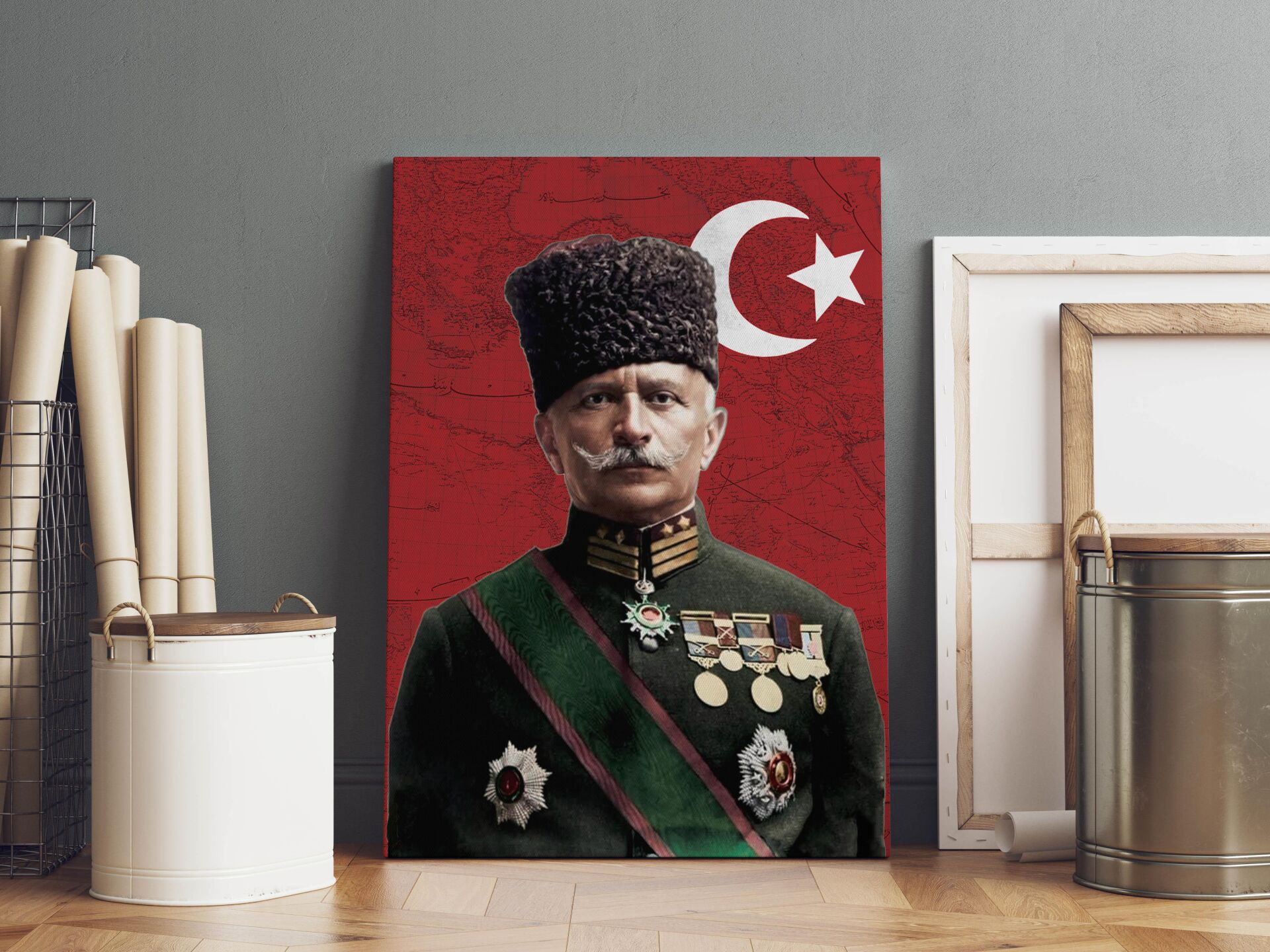 Fahrettin Paşa Kanvas Tablo 40x55cm Çöl Kaplanı Fahrettin Paşa Dekoratif Tablo