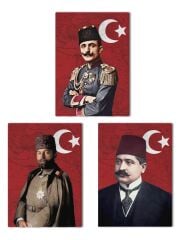 İttihat Terakki Paşaları Kanvas Tablo Seti 3 Adet 40x55cm Enver Paşa Talat Paşa Cemal Paşa