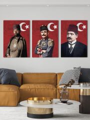 İttihat Terakki Paşaları Kanvas Tablo Seti 3 Adet 40x55cm Enver Paşa Talat Paşa Cemal Paşa