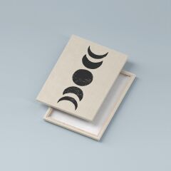 Minimalist Ay Aşamaları Kanvas Duvar Tablosu 3'lü Tablo Seti 40x55cm Boho Güneş Ay Canvas