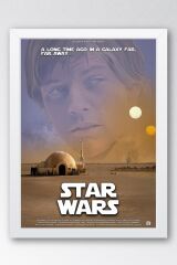 Star Wars Çerçeveli Tablo - Uzay Savaşları Nostalji Eski Fim Posteri Tablo