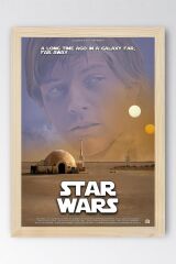 Star Wars Çerçeveli Tablo - Uzay Savaşları Nostalji Eski Fim Posteri Tablo
