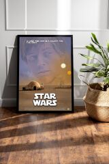Star Wars Çerçeveli Tablo - Uzay Savaşları Nostalji Eski Fim Posteri Tablo