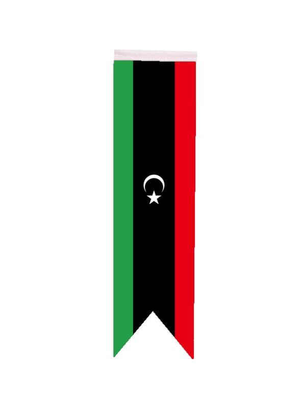 Masa Üstü Kırlangıç Libya Bayrağı - 8x30cm Çift Taraflı Saten Kumaş