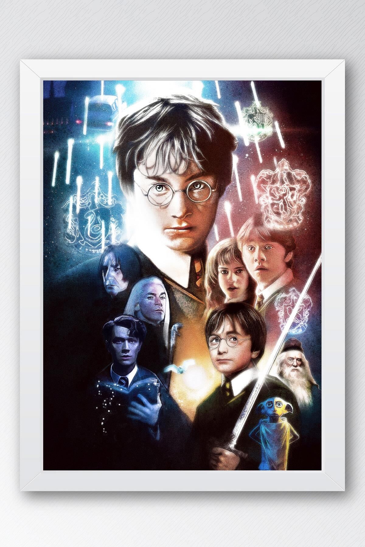 Harry Potter Çerçeveli Tablo - Film Posteri Tablo 35x50 - Beyaz