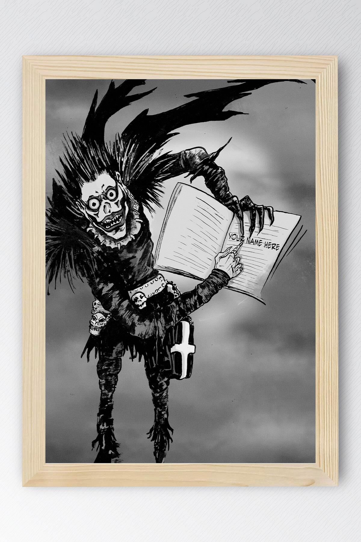 Death Note Çerçeveli Tablo - Ölüm Defteri Manga Anime Poster Tablo 35x50 - Kayın