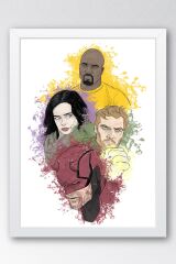 The Defenders Çerçeveli Tablo - Marvel Dizi Poster Tablo