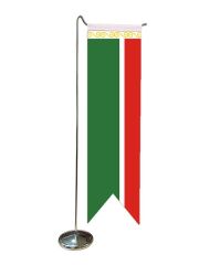 Masa Üstü Kırlangıç Çeçenistan Bayrağı + Krom L Direk Masa Bayrak Seti