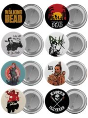 The Walking Dead Çanta Rozeti Seti 8 Adet En Büyük Boy 5.8cm İğneli Broş