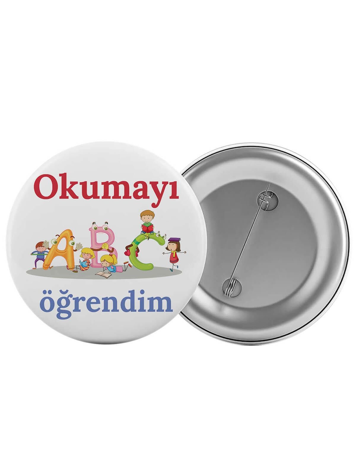 Okumayı Öğrendim Çanta Rozeti 20 Adet En Büyük Boy 5.8cm İğneli Broş