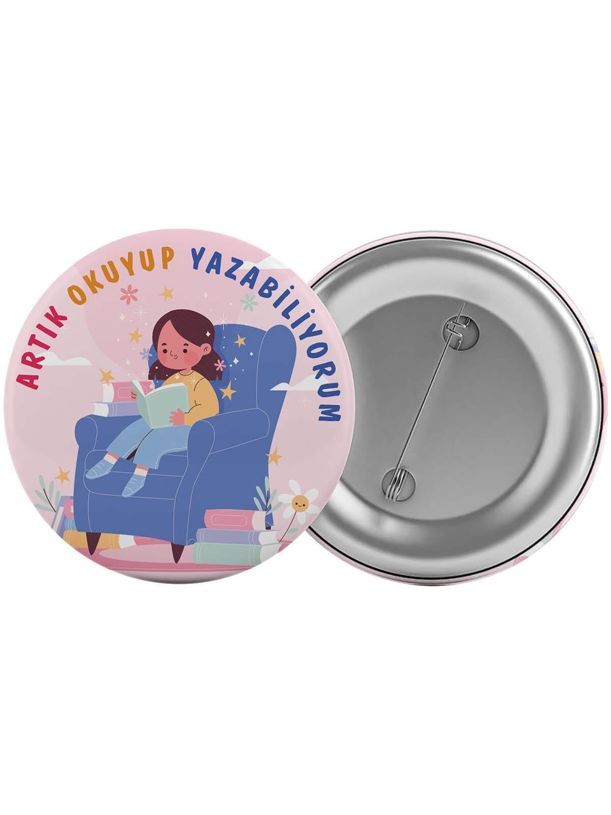 Okumayı Yazmayı Öğrendim Çanta Rozeti 20 Adet En Büyük Boy 5.8cm İğneli Broş