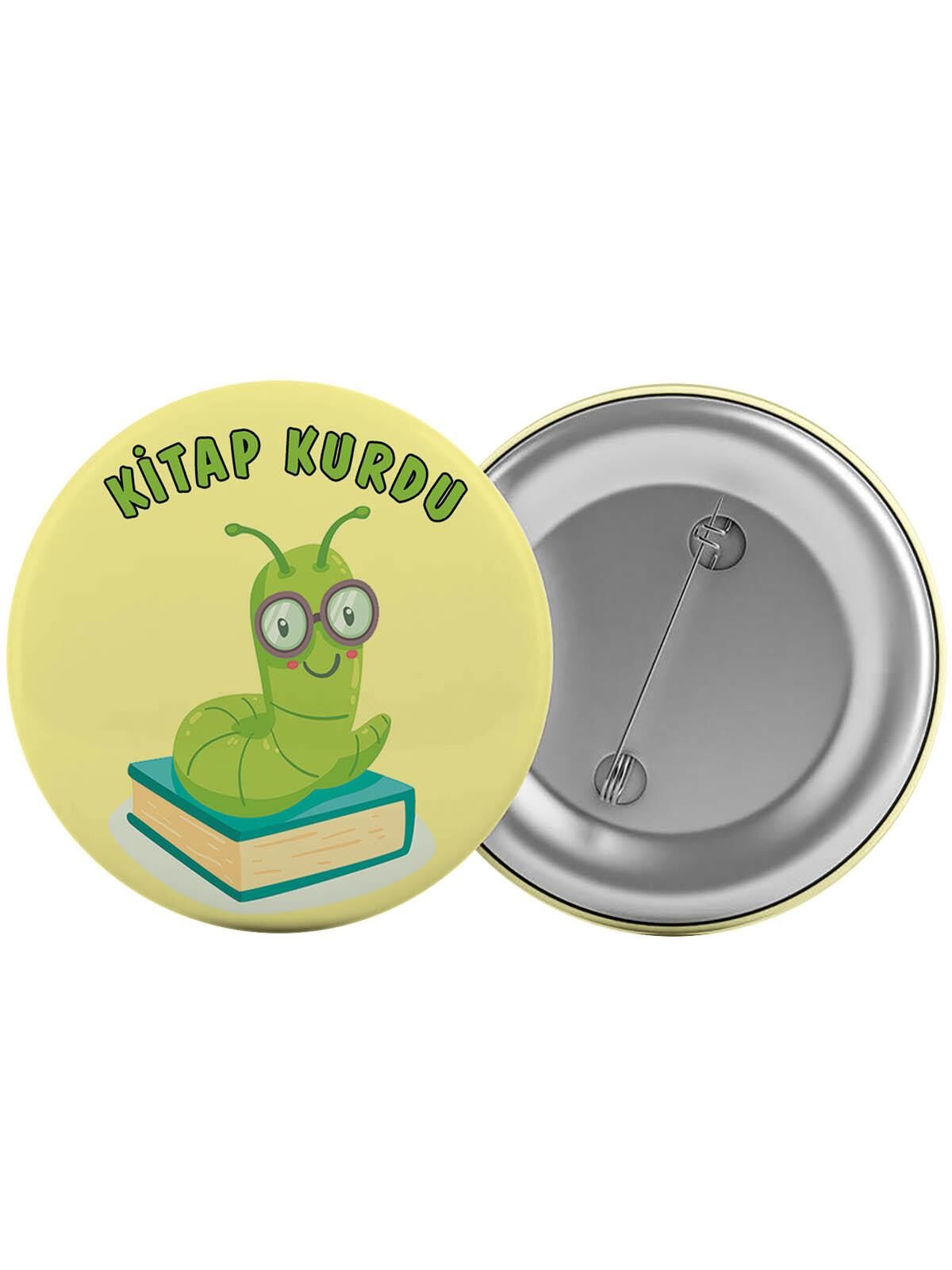 Kitap Kurdu Çanta Rozeti 20 Adet En Büyük Boy 5.8cm İğneli Broş