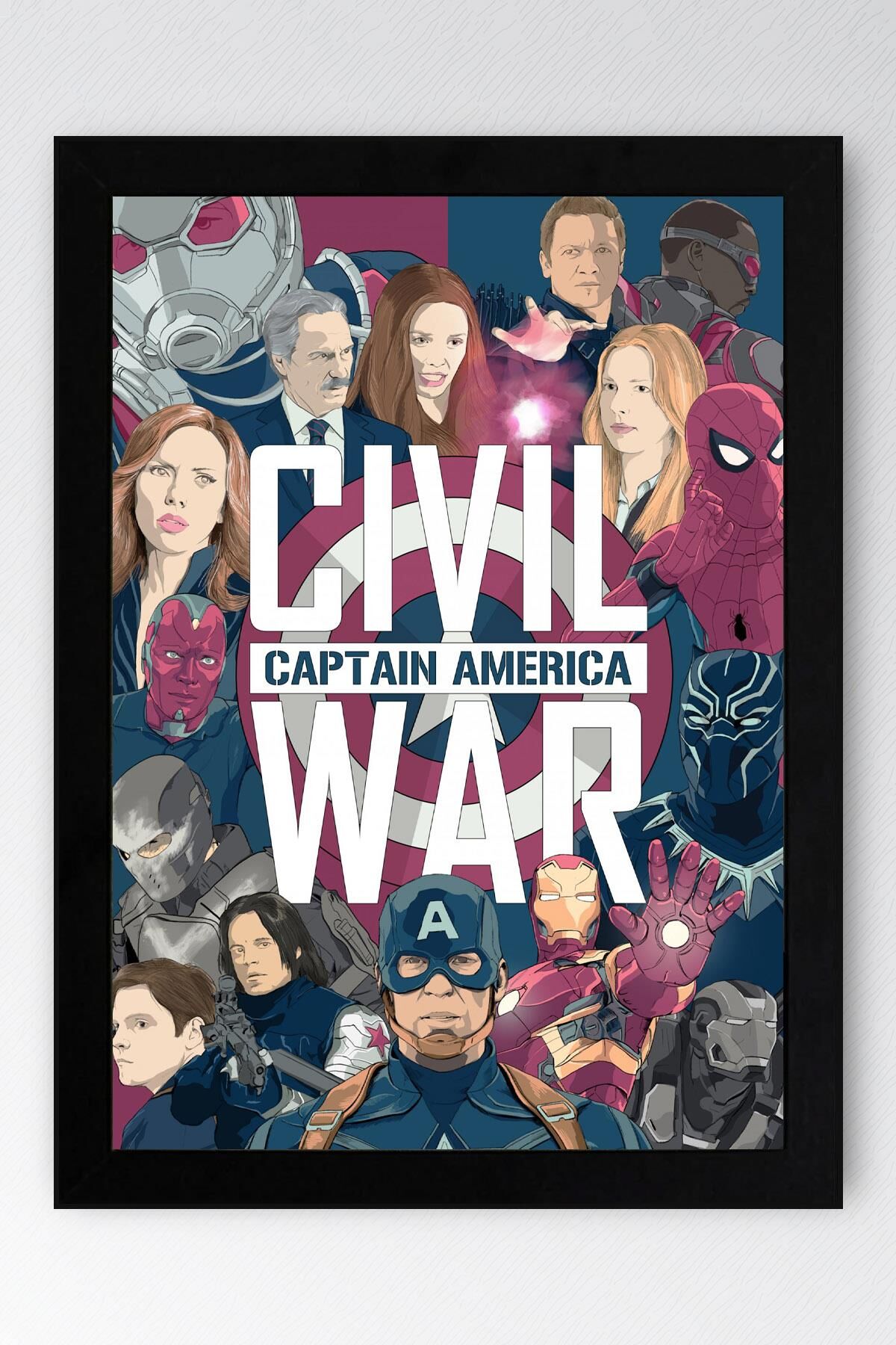 Captain America Çerçeveli Tablo - Kaptan Amerika Marvel Poster Tablo