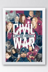 Captain America Çerçeveli Tablo - Kaptan Amerika Marvel Poster Tablo