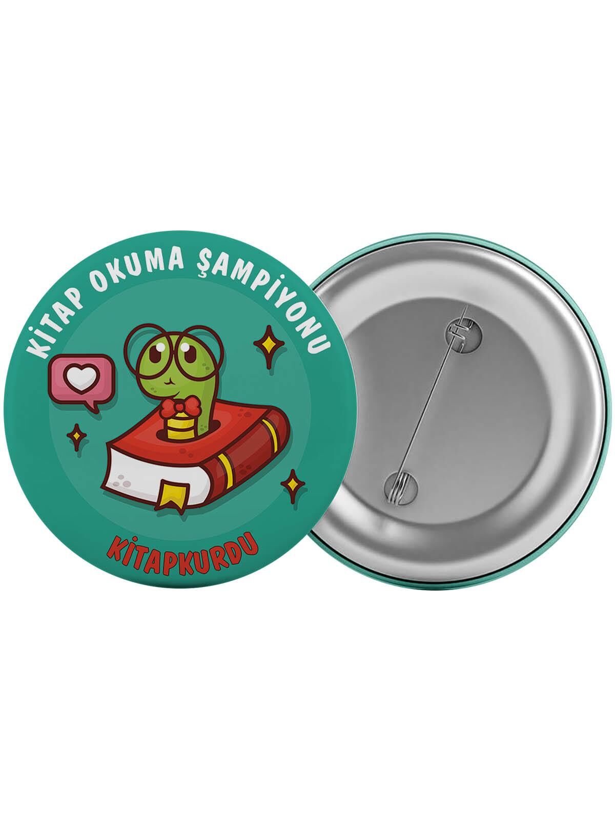 Kitap Okuma Şampiyonu Çanta Rozeti 20 Adet En Büyük Boy 5.8cm İğneli Broş