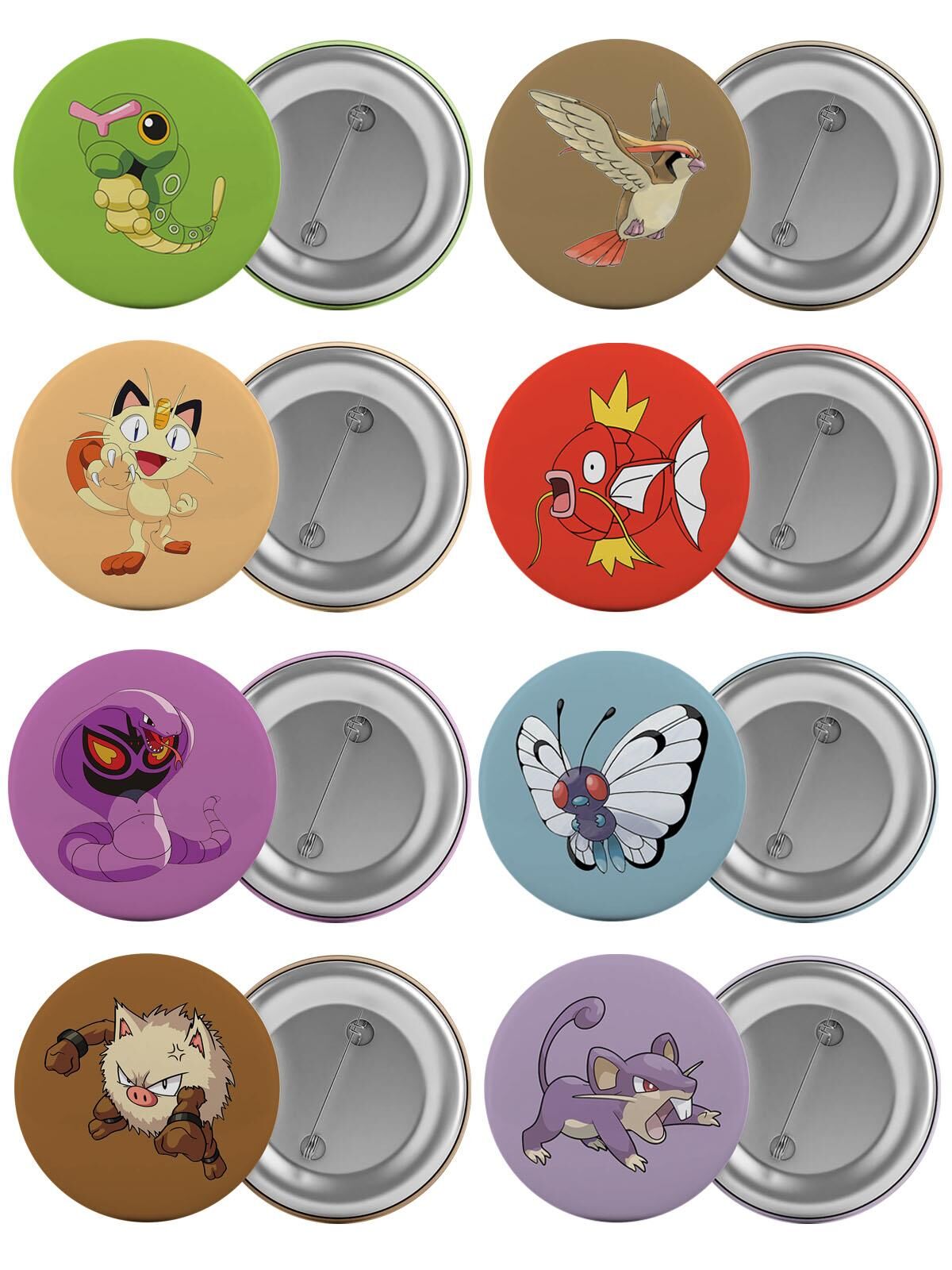 Pokemon Çanta Rozeti Seti 8 Adet En Büyük Boy 5.8cm İğneli Broş Seti