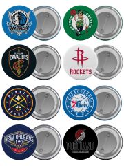NBA Takımları Çanta Rozeti Seti 8 Adet En Büyük Boy 5.8cm Logo İğneli Broş