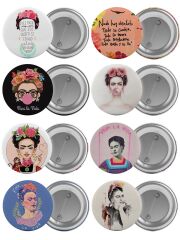 Frida Kahlo Çanta Rozeti Seti 8 Adet En Büyük Boy 5.8cm İğneli Broş