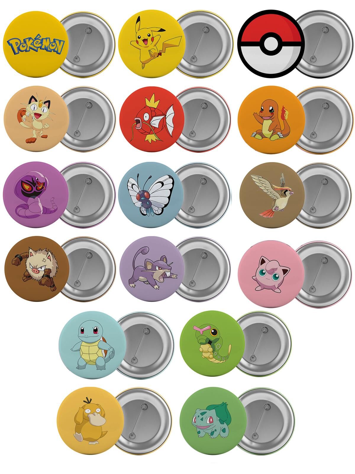 Pokemon Çanta Rozeti Seti 16 Adet En Büyük Boy 5.8cm İğneli Broş