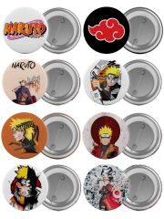 Naruto Çanta Rozeti Seti 8 Adet En Büyük Boy 5.8cm İğneli Broş