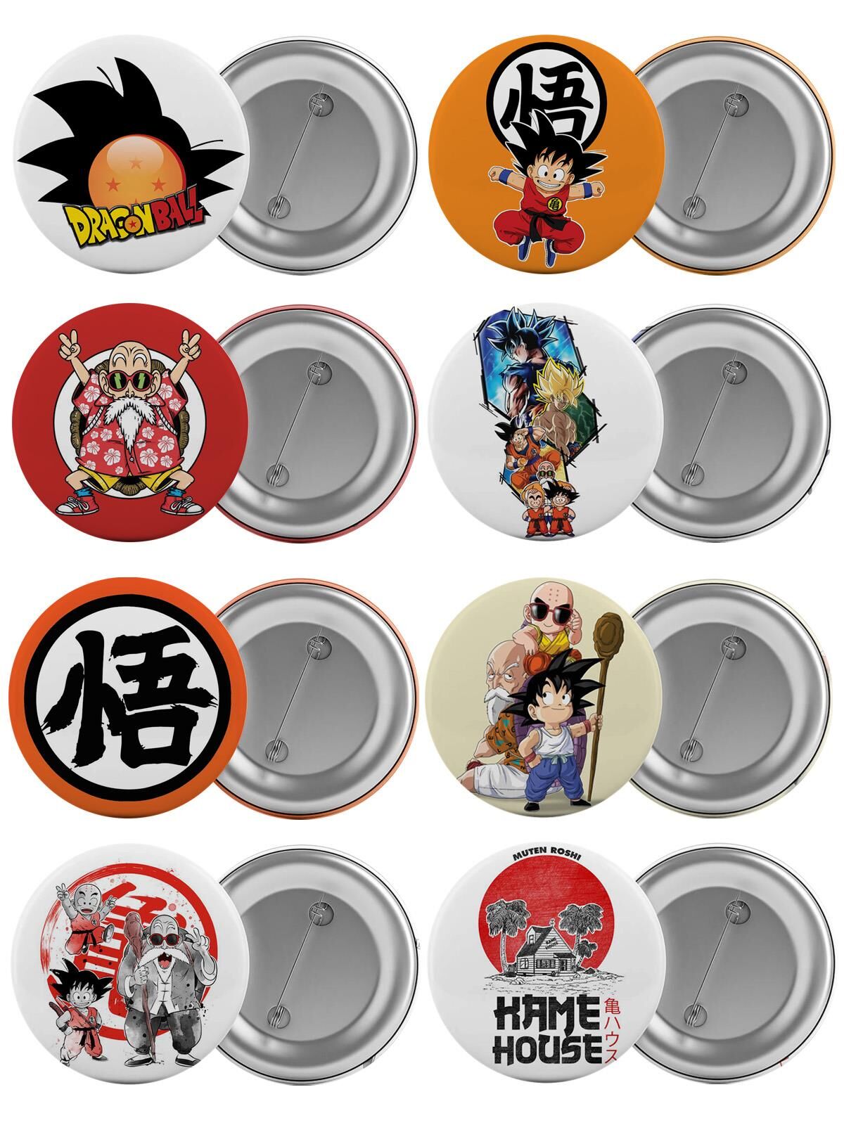 Dragon Ball Çanta Rozeti Seti 8 Adet En Büyük Boy 5.8cm İğneli Broş