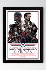 Captain America Çerçeveli Tablo - Kaptan Amerika İç Savaş Marvel Poster Tablo