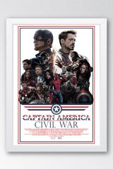 Captain America Çerçeveli Tablo - Kaptan Amerika İç Savaş Marvel Poster Tablo