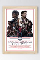 Captain America Çerçeveli Tablo - Kaptan Amerika İç Savaş Marvel Poster Tablo