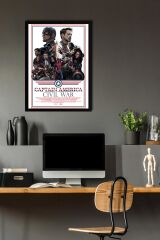 Captain America Çerçeveli Tablo - Kaptan Amerika İç Savaş Marvel Poster Tablo