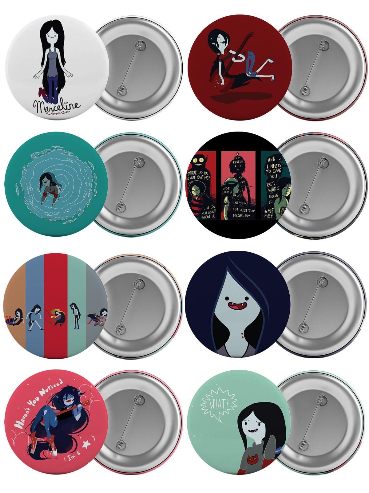 Marceline The Vampire Queen Çanta Rozeti Seti 8 Adet En Büyük Boy 5.8cm İğneli Broş