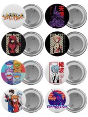 Neon Genesis Evangelion Çanta Rozeti Seti 8 Adet En Büyük Boy 5.8cm İğneli Broş
