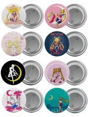 Sailor Moon Çanta Rozeti Seti 8 Adet En Büyük Boy 5.8cm İğneli Broş Ay Savaşçısı