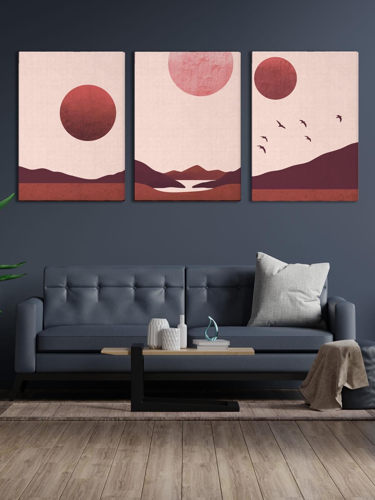 Minimal Manzara Kanvas Tablo Seti 3 Adet x 40x55cm