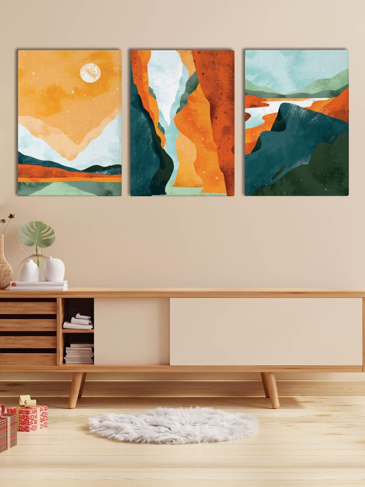 Soyut Manzara Kanvas Tablo Seti 3 Adet x 40x55cm