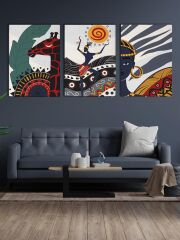 Afrika Etnik Desen Kanvas Tablo Seti 3 Adet x 40x55cm