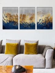 Soyut Sanat Mermer Desen Kanvas Tablo Seti 3 Adet x 40x55cm