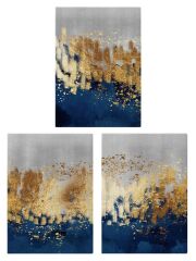 Soyut Sanat Mermer Desen Kanvas Tablo Seti 3 Adet x 40x55cm