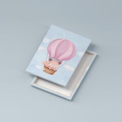 Balonla Uçan Hayvanlar Çocuk Odası Kanvas Tablo Seti 3 Adet x 40x55cm