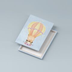 Balonla Uçan Hayvanlar Çocuk Odası Kanvas Tablo Seti 3 Adet x 40x55cm