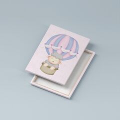 Çocuk Odası ve Kreşler İçin Kanvas Tablo Seti 3 Adet x 40x55cm Balonla Uçan Hayvanlar