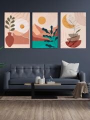 Boho Stil Kanvas Tablo Seti 3 Adet x 40x55cm