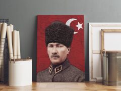 Mustafa Kemal Atatürk Kanvas Tablo 40x55cm Osmanlı Subay Üniforması ile Dekoratif Tablo