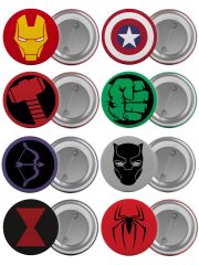 Avengers Logo Çanta Rozeti Seti Yenilmezler 8 Adet En Büyük Boy 5.8cm İğneli Broş