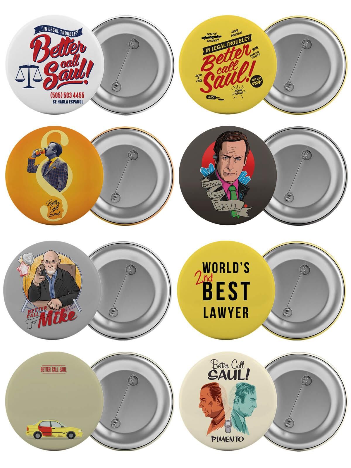 Better Call Saul Çanta Rozeti Seti 8 Adet En Büyük Boy 5.8cm İğneli Broş