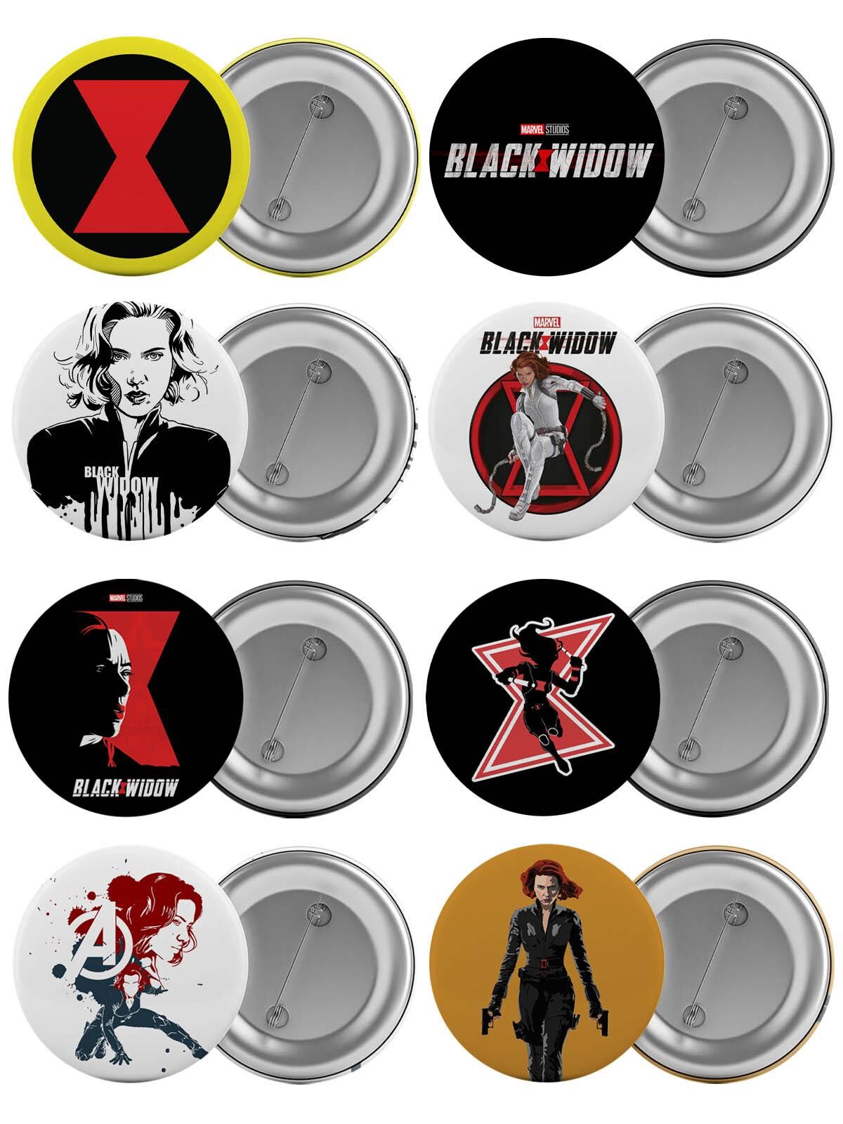 Black Widow Çanta Rozeti Seti 8 Adet En Büyük Boy 5.8cm İğneli Broş
