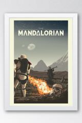 Star Wars Mandalorian Çerçeveli Tablo - Uzay Savaşları Fim Posteri Tablo