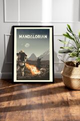 Star Wars Mandalorian Çerçeveli Tablo - Uzay Savaşları Fim Posteri Tablo