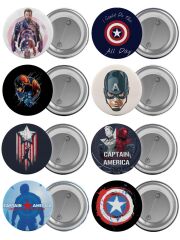 Captain America Çanta Rozeti Seti Kaptan Amerika 8 Adet En Büyük Boy 5.8cm İğneli Broş